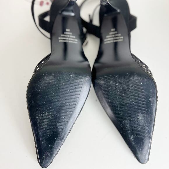 Alfani Sunset Black Rhinestone Pointed Toe Ankle Strap Stiletto Pumps Size 8 M - Picture 6 of 10